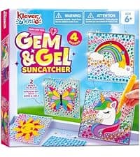 Klever Kits 4PCS Window Art Suncatcher Kits, Fun Gem Painting Kits, Diamond Art and Crafts for Boys Girls, Great Crafts Gift for Kids Birthdays Christmas Ages 6+