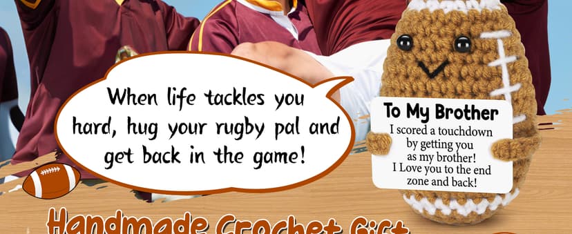 Mini Funny Brother Gifts from Sister Brothers, Positive Birthday Gift for Brother Adult, I Love You Small Cool Cute Football, Handmade Emotional Crochet Gift