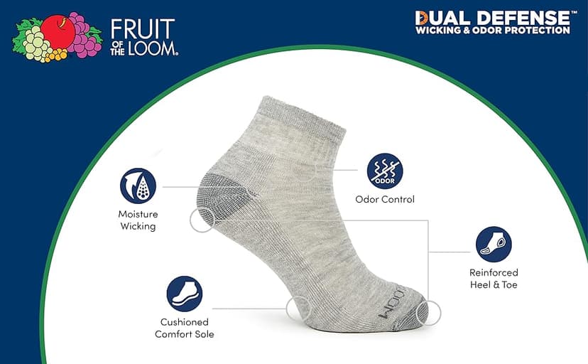 Fruit of the Loom Men's Dual Defense Low Cut Socks (12 Pack)