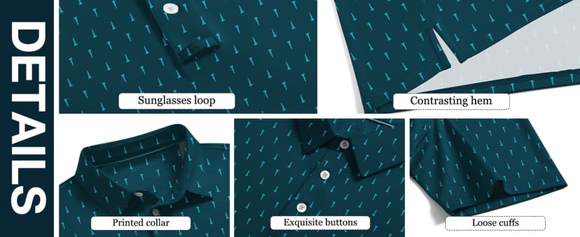 ZITY Men's Golf Shirts Short Sleeve Moisture Wicking Performance Print Patterns Casual Collared Golf Polo Shirt for Men