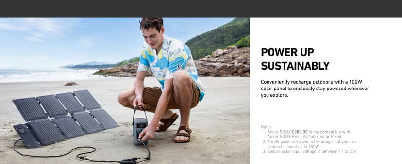 Anker SOLIX C200 DC Power Bank Station and 60W Solar Panel, 192Wh Portable Power Station, LiFePO4 Battery, 200W Solar Generator, for Outdoor, Camping, Traveling, and Emergencies