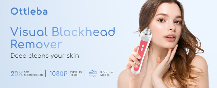 Blackhead Remover Vacuum, USB Interface Type Pore Vacuum, Black Head Extractions Tool with Camera for Men and Women Pore Cleaner, 3 Adjustment Modes & 6 Suction Heads(Light Pink)