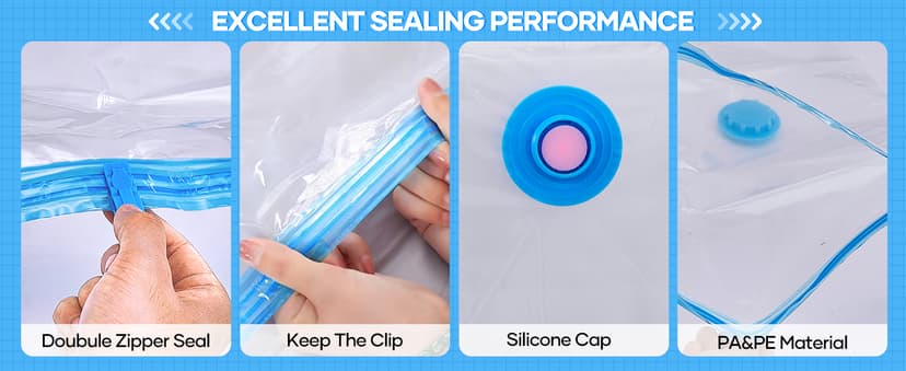 Saker Vacuum Storage Bags with Electric Pump, Space Bags Vacuum Storage Bags, 2-in-1 Pumping and Inflation, 15 Pack (3 Jumbo,3 Large,3 Medium,3 Small,3 Roll Up Bags) for Clothes, Bedding, Travel