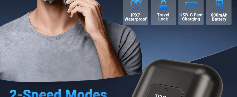 Electric Foil Shavers for Men: Mini Electric Razor with 3 Floating Blades, LED Display, Dual Speed - IPX7 Waterproof Wet/Dry Cordless Razor, USB Fast Charging, Travel Lock