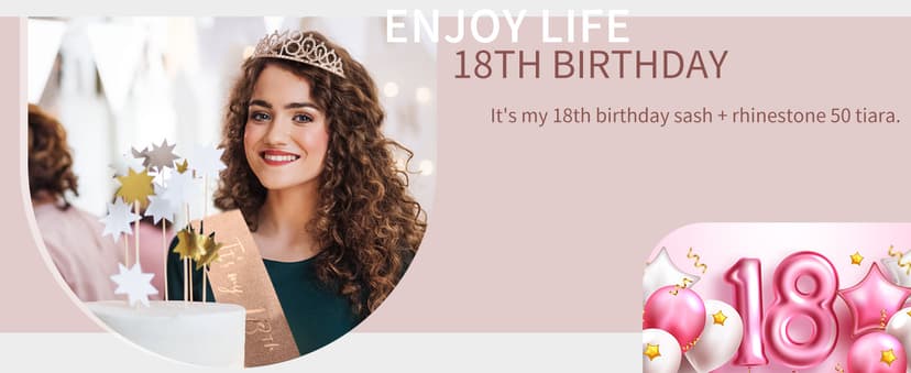Crown and Pearl Pin Set for 18th Birthday - It's My 18th Birthday Sash, Tiara, Cake Topper, Decorations and Gift for Her