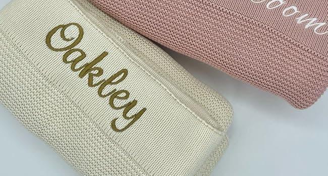 Personalized Baby Blanket, 100% Organic Certified Cotton, Customized Swaddle Blanket with Name, Receiving Blankets for Boys and Girls, Perfect Custom Gifts for Newborns, Kids and Baby Showers