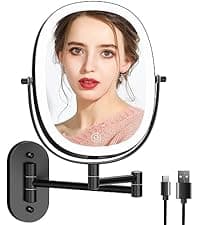 FUNTOUCH Rechargeable Travel Makeup Mirror with 72 Led Lights, Portable Lighted Beauty Mirror, 3 Color Lighting, Dimmable Touch Screen, Tabletop LED Folding Cosmetic Vanity Mirror
