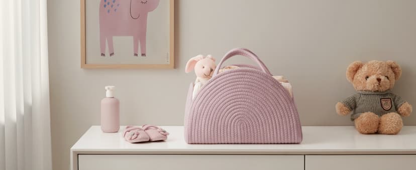 Blissful Diary Baby Diaper Caddy Organizer, Cotton Rope Diaper Caddy Basket, Large Storage Basket for Newborn Boys and Girls, Gift for Baby Shower List, Newborn Essentials, Earthy Rainbow