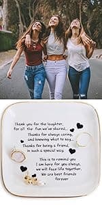 PUDDING CABIN Birthday Gifts for Friends Female Ring Trinket Dish - “Good Friends Are Like Stars You Don't Always See Them But You Know They Are Always There” Friendship Gifts for Women Friends
