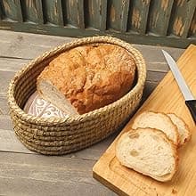 Bread Warmer Basket with Stone - Bread Baskets for Serving Tortilla, Sourdough Maker, House Warming Gifts New Home, Terracotta, Bakers Gift for Kitchen, Women, Men, Birthday, Hostess Farmhouse