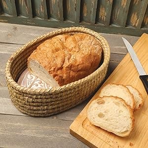 Bread Warmer Basket with Stone - Bread Baskets for Serving Tortilla, Sourdough Maker, House Warming Gifts New Home, Terracotta, Bakers Gift for Kitchen, Women, Men, Birthday, Hostess Farmhouse