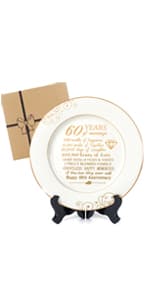 25th Anniversary Plate with Platinum Foil - Silver 25 Year Marriage Anniversary Wedding Gifts for Couple Her Him Husband Wife, 9"