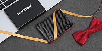 RUNBOX Money Clip Slim Wallets for Men RFID Blocking 11 Card Holder Minimalist Small Leather Bifold Men's Front Pocket Wallet Gift Box