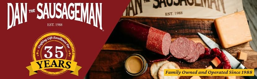 Dan the Sausageman Grizzly 12 Item Meat and Cheese Gift Basket with Summer Sausage, Assorted Cheeses & Crackers - Gourmet Snacks for Gifting