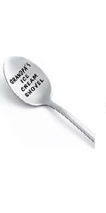 Gifts For Dad Men from Daughter Stocking Stuffers for men dad Ice Cream Spoon Scoop for Ice Cream Lovers, Christmas Gifts Funny Engraved Stainless Steel Shovel