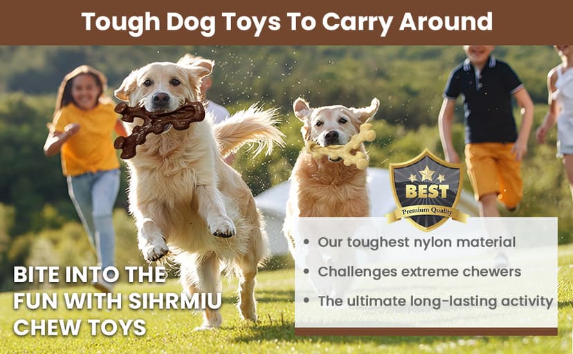 2 Pack Dog Chew Toys for Aggressive Chewers,Boredom and Stimulating Best Dog Toys for Medium/Large Breed,Tough Almost Indestructible Dog Bones for Teeth Cleaning and Training