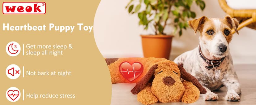 Heartbeat Puppy Toy, Comfort Cuddler Pillow, Dog Anxiety Relief Calming Aid,Heartbeat Stuffed Toy for Dogs,Puppy Heartbeat Toy Sleep Aid,Dog Heartbeat Toy for Pet