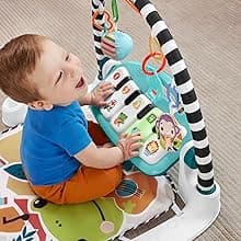 Fisher-Price Baby Playmat Glow and Grow Kick & Play Piano Gym, Blue Musical Learning Toy with Developmental Activities for Newborns 0+ Months