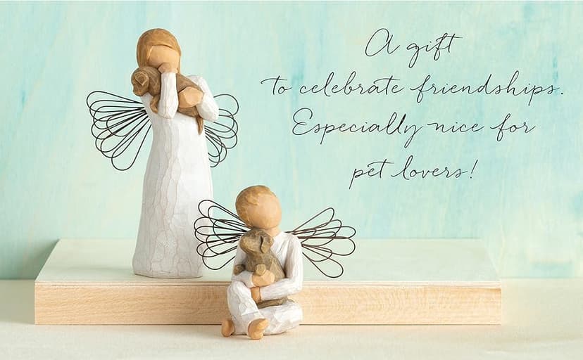 Willow Tree Angel of Friendship, for Those who Share The Spirit of Friendship, Angel Carrying Dog as Reminder of Loyal Pets and Friends, Present and Past, Sculpted Hand-Painted Figure