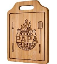 AceThrills Grandpa Gifts for Grandpa Birthday, Christmas, Fahthers Day - Grill Master Engraved Bamboo Cutting Board 12.3"L x 8.7"W x 0.4"Th (World's Best Grandpas)