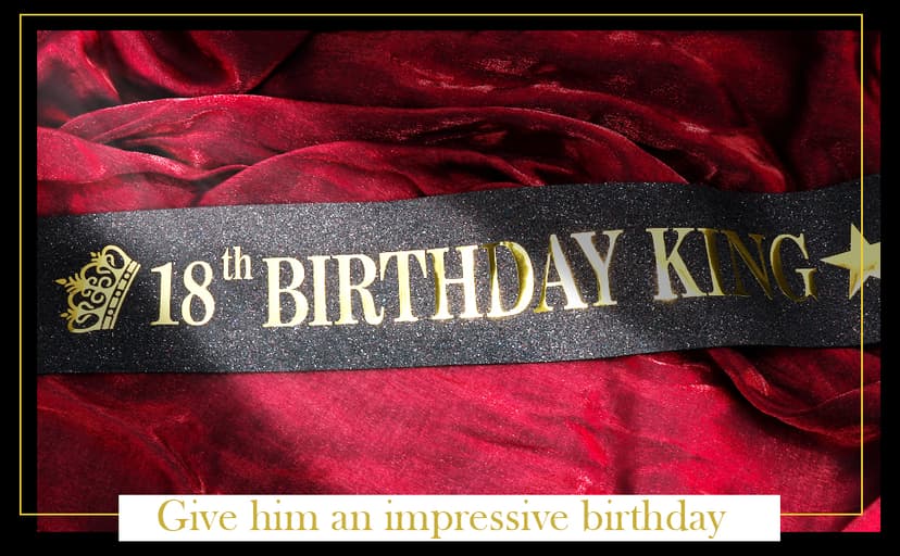 TOBATOBA 18th Birthday King Sash 18th Birthday Decorations for Boys, Gold Foil Black Satin Birthday Sash for Boys 18th Birthday Gift for Boys 18th Birthday Party Favors Decorations