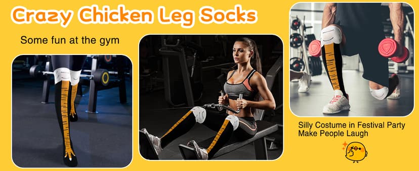 WHOTAY Crazy Funny Chicken Leg Socks for Women Men Novelty Chicken Feet Socks White Elephant Gifts for Adults Gag Gifts
