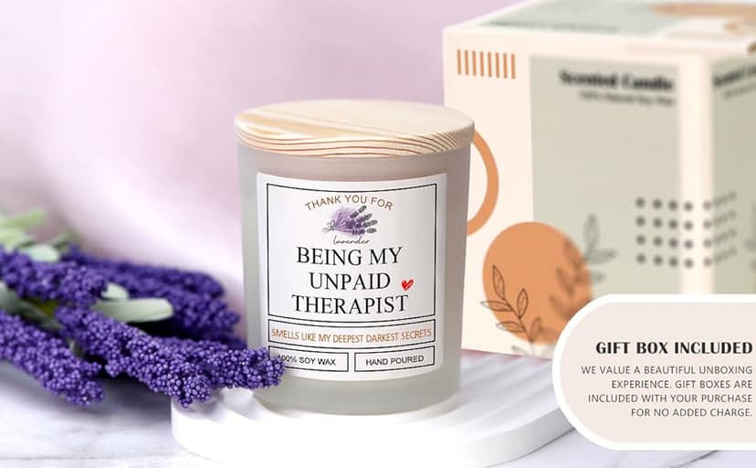 Thank You for Being My Unpaid Therapist - Friendship Gifts for Women Scented Candles Birthday Gifts for Friends Work Besties Mom Female Roommate Ideas Gifts