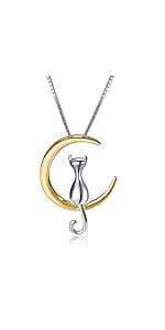 S.Leaf 925 Sterling Silver Cat Necklace Jewelry for Women Trendy Dainty Charm Pendant Necklaces Best Friend Birthday Gifts for Her Sister Mom Wife Womens