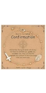 Catholic Virgin Mary Cross Bracelet Gifts for Girls Teens Women, Rosary Beads Charm Link Chain Bracelet Christmas Christian Religious Jewelry Gifts