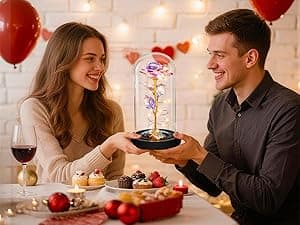 Childom Birthday Gifts for Women,Flowers for Delivery Prime,Colorful Rainbow Light Up Rose in A Glass Dome,Christmas Rose Gifts for Her Mom Women Wife Girl Grandma on Christmas Anniversary Valentines