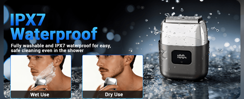 Electric Foil Shavers for Men: Mini Electric Razor with 3 Floating Blades, LED Display, Dual Speed - IPX7 Waterproof Wet/Dry Cordless Razor, USB Fast Charging, Travel Lock