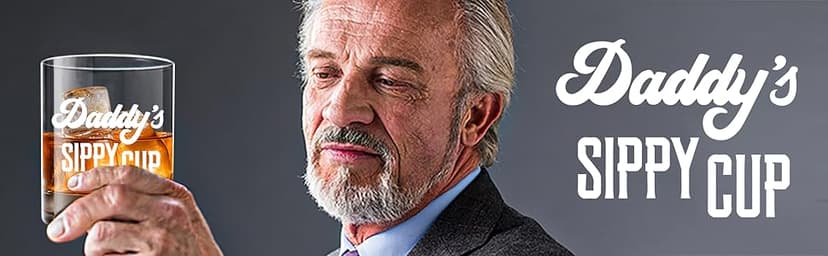 LIGHTEN LIFE Daddy's Sippy Cup Whiskey Glass 12 oz,Unique Dad Gift in Valued Wooden Box,Funny Gag Gift for New Dad,Father,Husband from Kids Wife for Father's Day,Birthday,Christmas