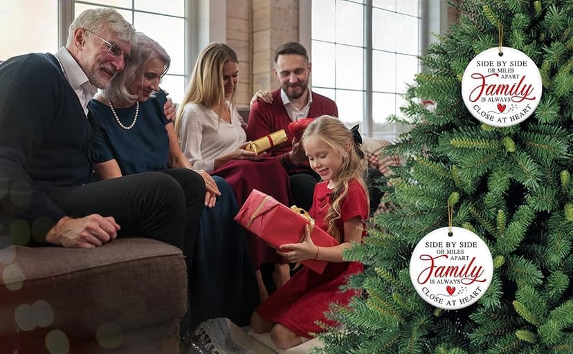 TEEZWONDER Family Ornament Gifts for Women Men - Ceramic Christmas Ornaments 2025 for Tree Decorations - Christmas Birthday Gifts for Mom Dad for Sister Brother, Grandma Grandpa Gift