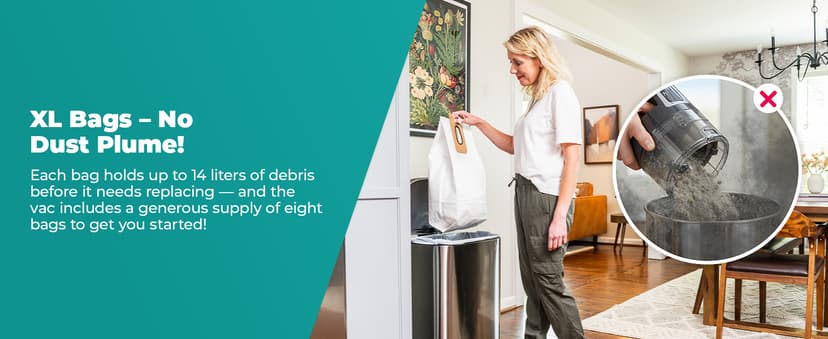 Kenmore BU1001 B200 Series Commercial Vacuum Cleaner Lightweight 14L Capacity Bagged Upright Vac with LED Headlight and 2-Speed Setting Powerful Suction for Pets, Carpets & Hard Floor