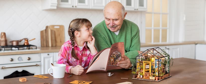 Rolife DIY Miniature House Kit Greenhouse, Tiny House Kit for Adults to Build, Mini House Making Kit with Furniture, Halloween/Christmas Decorations/Gifts for Family and Friends (Cathy's Greenhouse)