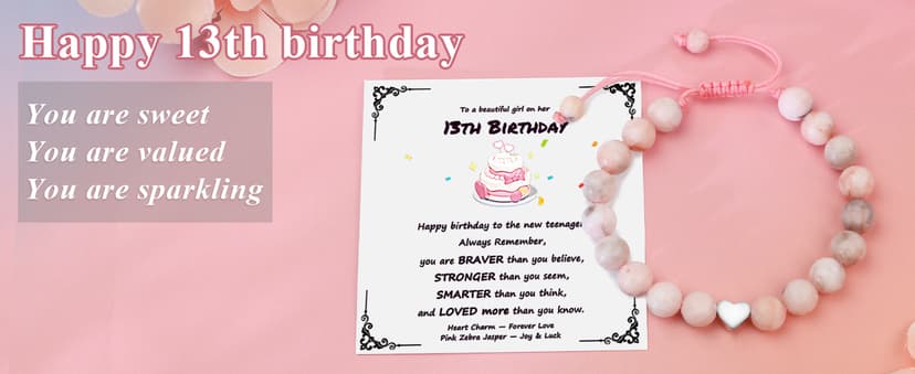 Sereney Birthday Gifts for Girls, Beaded Bracelets as 1 3 4 5 6 7 8 9 10 11 12 13 15 16 Year Old Birthday Gift, Adjustable Stone/Pearl Bracelet as Happy Birthday Gifts for Daughter Granddaughter Niece