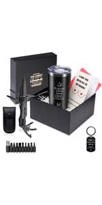 Gifts for Men - 6-in-1 Gift Set with Stainless Steel Tumbler,Multi-Tool Knife,LED Gloves & Tool Pen Keepsake Box | Last Minute Birthday, Father's Day Anniversary Box Gifts for Dad,Husband