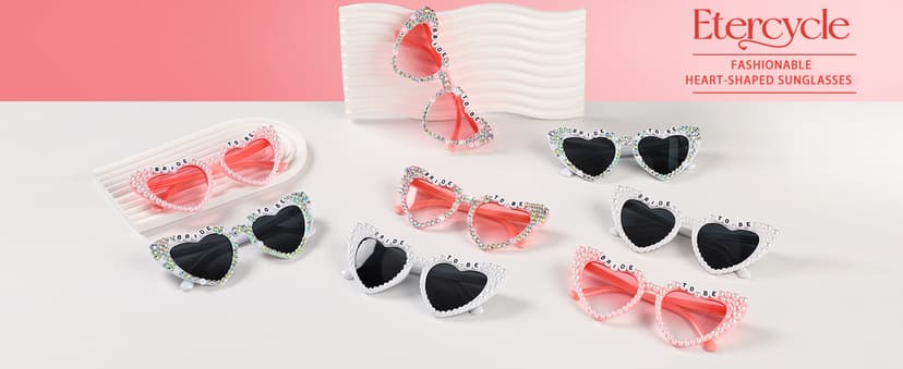 Etercycle Heart Sunglasses, Bride to Be Gifts Bachelorette Party Bride Sunglasses, Cute Glasses for Women Bachelorette Party