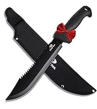 Mossy Oak Fixed Blade Hunting Knife Set - 2 Piece, Full Tang Handle Straight Edge and Gut Hook Blades Game Processing Knife, Sheath Included - Yellow Camo