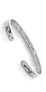 Carviell Engraved Cuff Bracelets for Women – Inspirational, Friendship, Love, Mom, Daughter, Sister, Christian, Graduation, Memorial & Wedding Gifts – 80+ Phrases – Stainless Steel, Gift-Ready