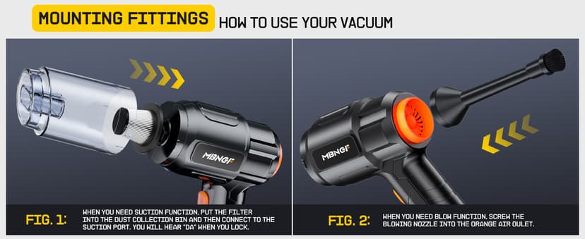 Car Vacuum Portable Cordless,35000PA High Power Suction & Blower, Handheld Vacuum Cleaner for Car, Home, Desktop, Keyboard(Fog Black)