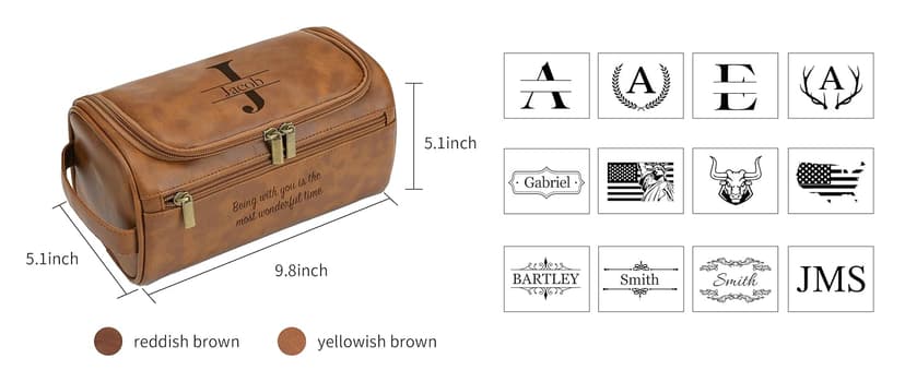 Easycosy Personalized Toiletry Bag for Men, Engraved with Pattern & Text, PU Leather Men's Toiletry Bag for Traveling, Father's Day Memories Gifts for Him Men Boyfriend Husband
