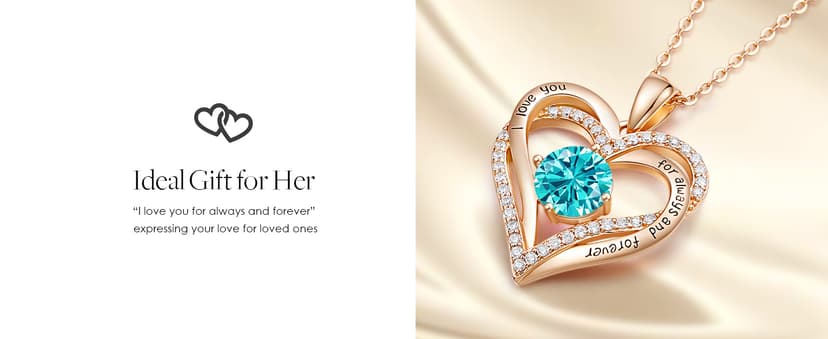 CDE Forever Love Heart Necklaces for Women, Wedding Anniversary, Birthday Mothers Day Gifts for Mom, Mother, Wife, Girlfriend, S925 Silver Jewelry with Birthstone Pendant