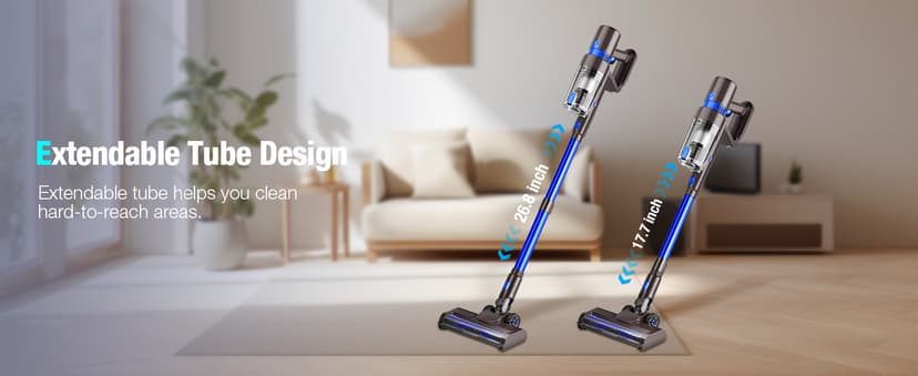 Cordless Vacuum Cleaner, 550W 45KPA 50Min Vacuum Cleaners for Home, Self-Standing Stick Vacuum with Touch Screen, 3 Power Modes, Rechargeable Battery, Handheld Vacuum for Pet Hair Carpet Floor