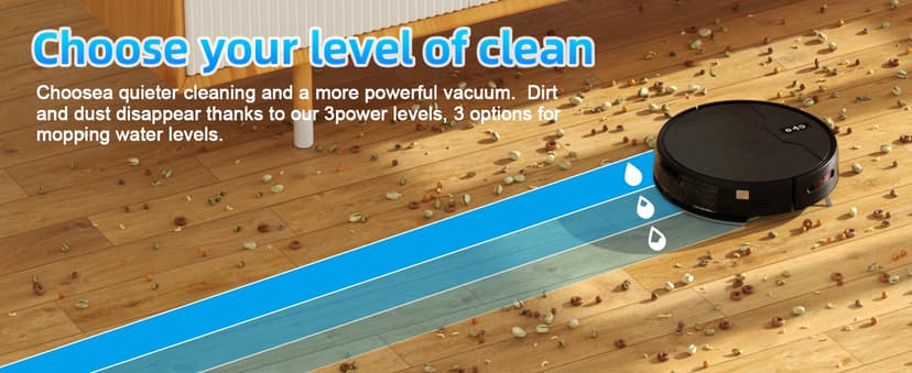 Robot Vacuum and Mop Combo, Robot Vacuum Cleaner, 6 Cleaning Modes, Large Capacity Water Tank Dustbin, Self-Charging, WiFi/App/Alexa, Ideal for Hard Floor, Carpet, Pet Hair