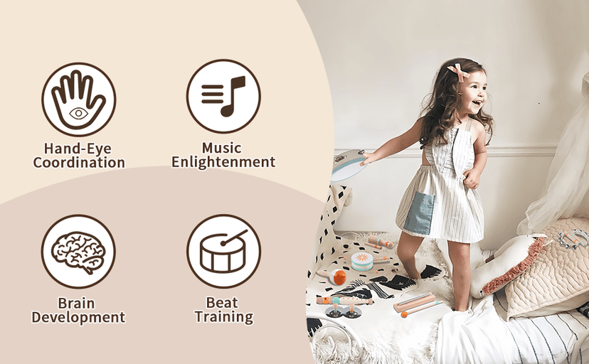 Toddlers Musical Instruments-Baby Montessori Wooden Musical Toys for Toddlers 1-3 Year Old,Kids Percussion Instruments Toy for Preschool Kids,Christmas Birthday Gift for Baby Boys Girls