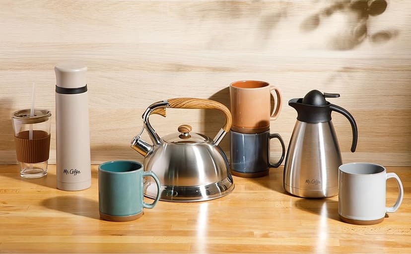 Mr. Coffee Silverleaf 23 oz Stainless Steel Thermal Bottle – Double Wall Vacuum Insulated Travel Mug with Leak-Proof Lid, Taupe – Hot & Cold Beverage Flask for Work, Commute, or Camping