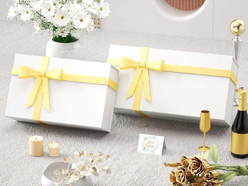 White Gift Box, 9.5x6x3'' Gift boxes for Presents with Lids Magnetic Closure Rectangle Collapsible for Bridesmaid Proposal Box, Wedding, Christmas, Halloween, Birthday Gift Packging