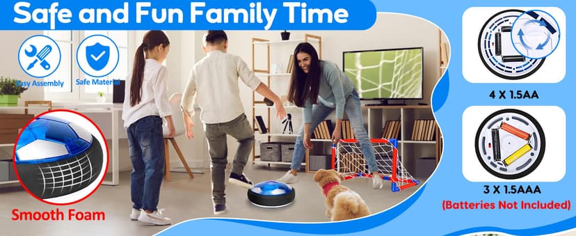 3 in 1 Hover Soccer Ball Toddler Hockey Set with LED Lights Indoor Toys for Kids Soccer Gift for Boys 6-8 8-12 Kids Sports Soccer Games 3 4 5 6 7 8 Year Old Boy Age 4-8 Birthday Gift