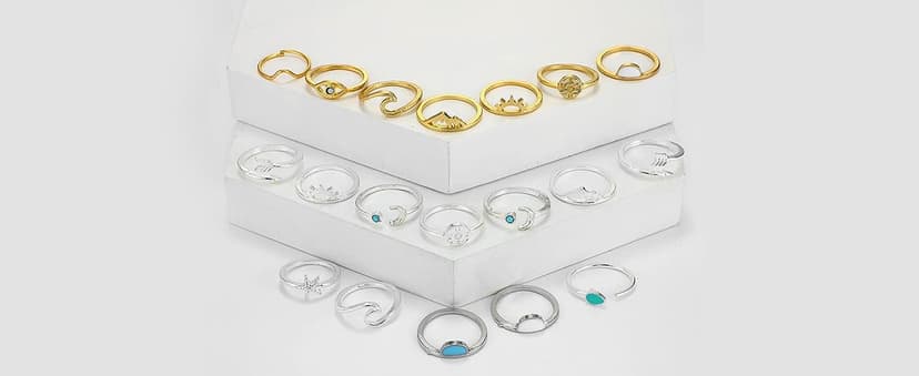 FUTIMELY Boho Retro Stackable Rings Sets for Women Knuckle Joint Finger Knuckle Nail Ring Sets Moon Stars Stack Preppy Statement Rings Cute Trendy Stuff Jewelry